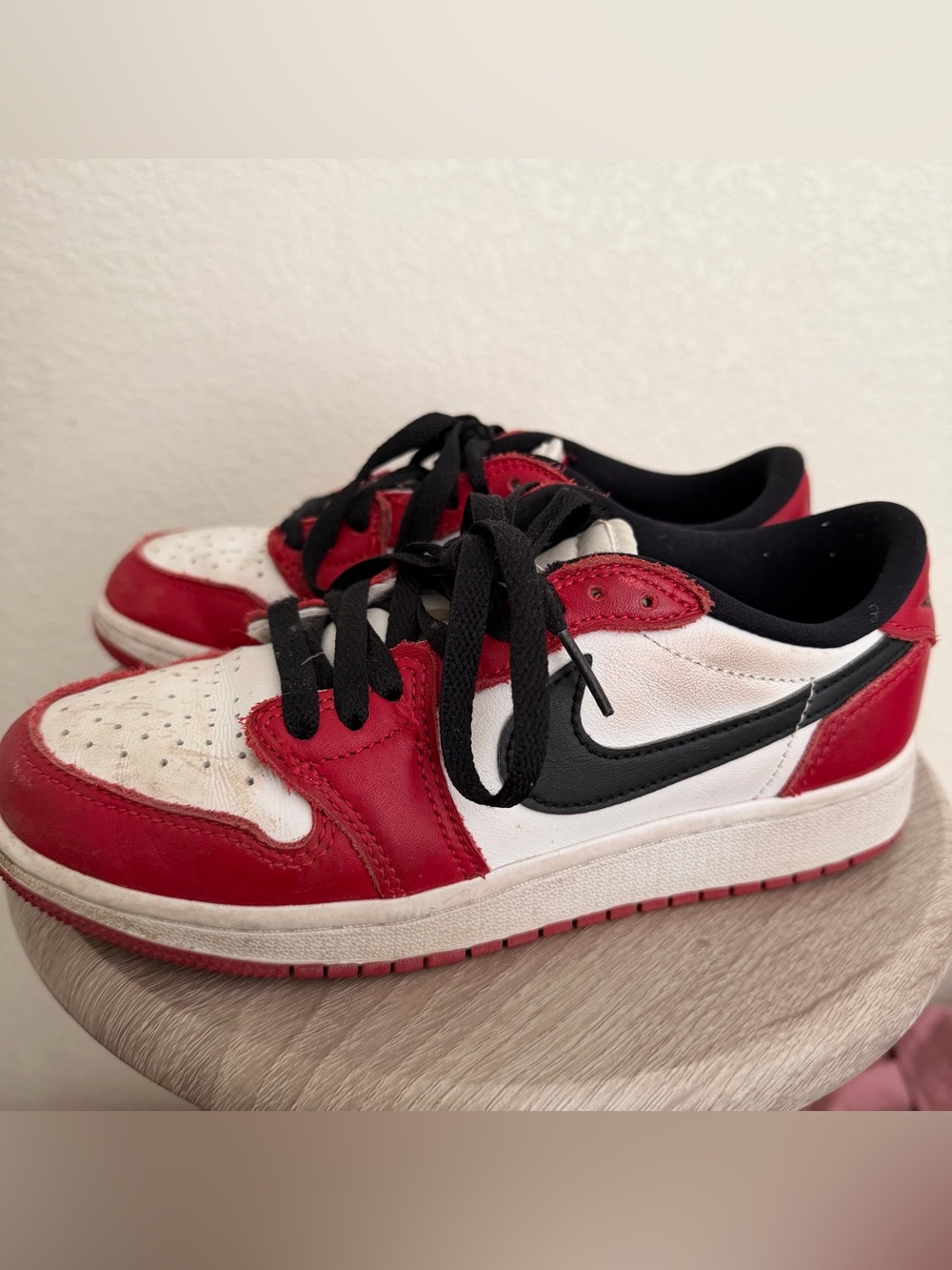 Kids Nike Air Jordan Red, White & Black Low-Top Sneakers